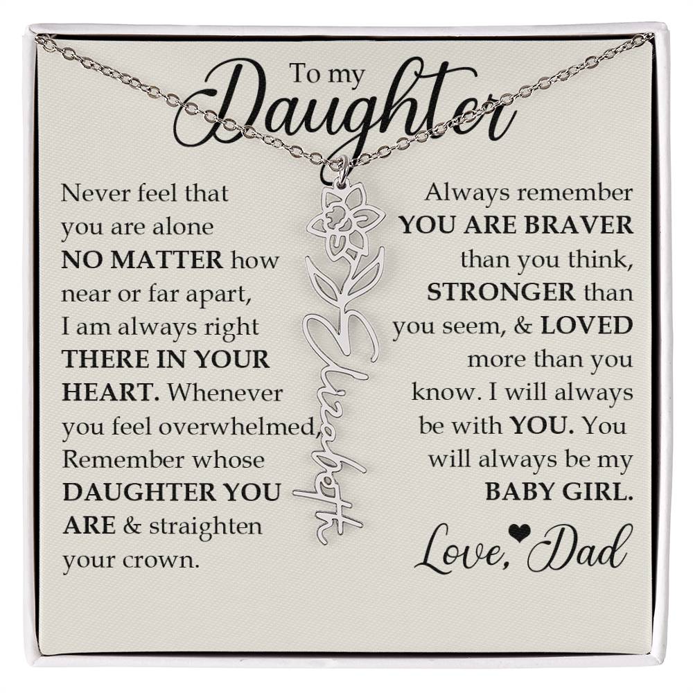 To My Daughter, Name Flower Necklace