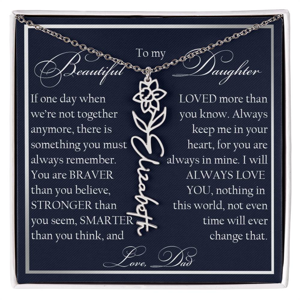 To My Beautiful Daughter, Name Flower Necklace