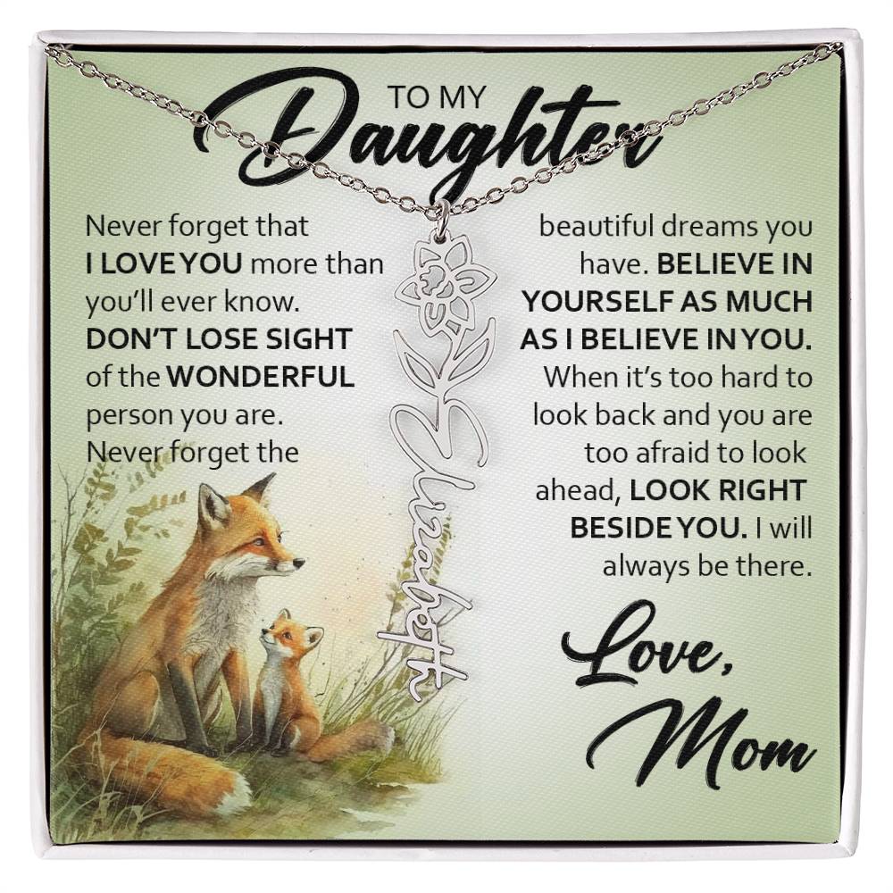 Custom Name Flower Necklace, Daughter Gift