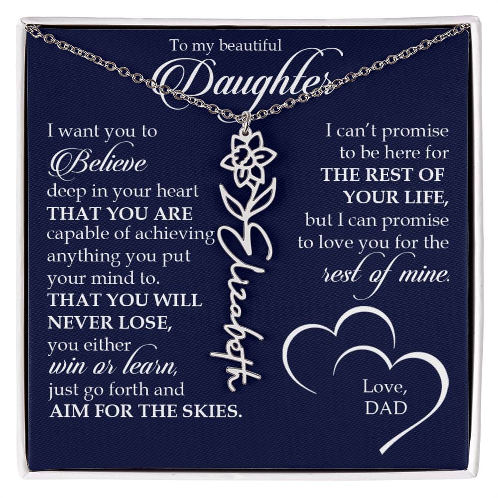 To My Beautiful Daughter, Name Flower Necklace