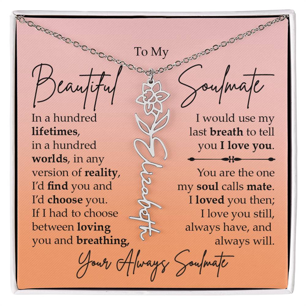 To My Beautiful Soulmate, Name Flower Necklace