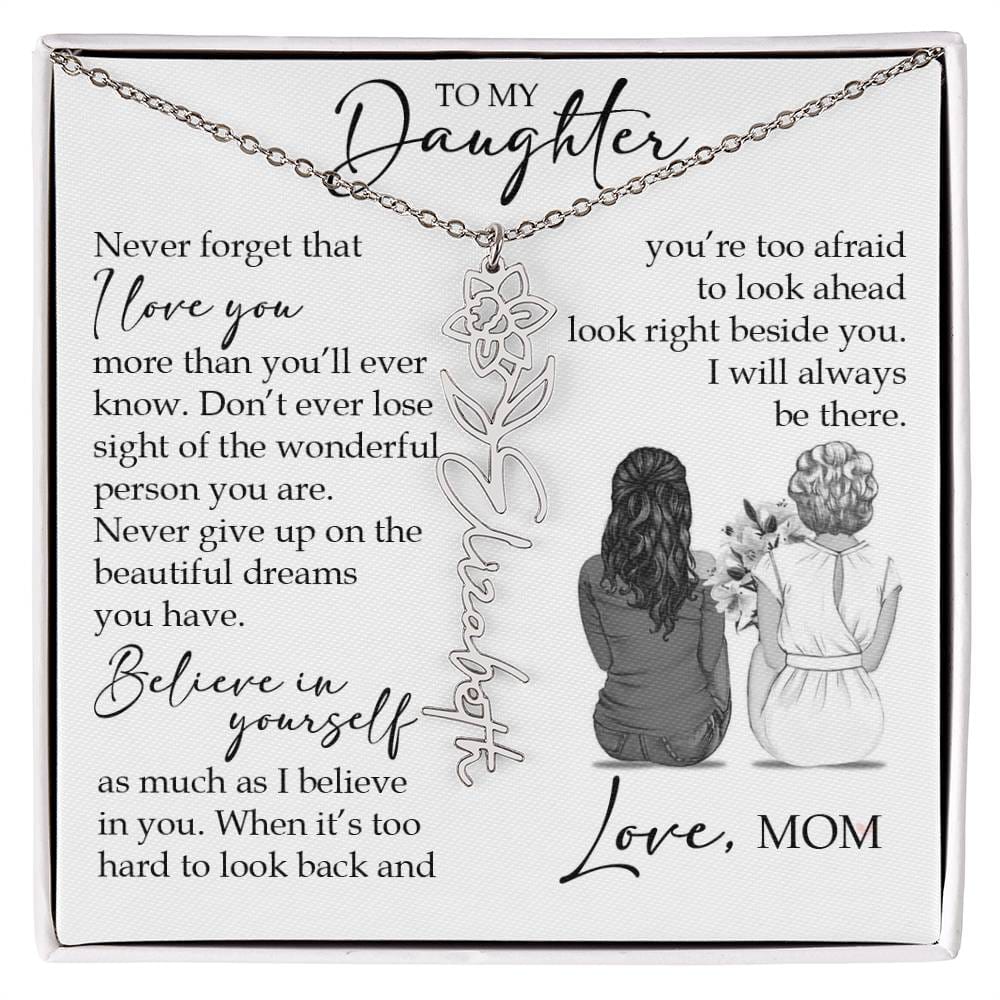 To My Daughter, Birth Flower Name Necklace