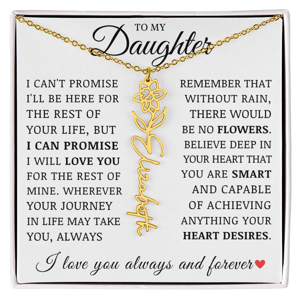 To My Daughter, Customized Name Necklace with Birth Flower, Birthday Christmas Graduation Gift for Her