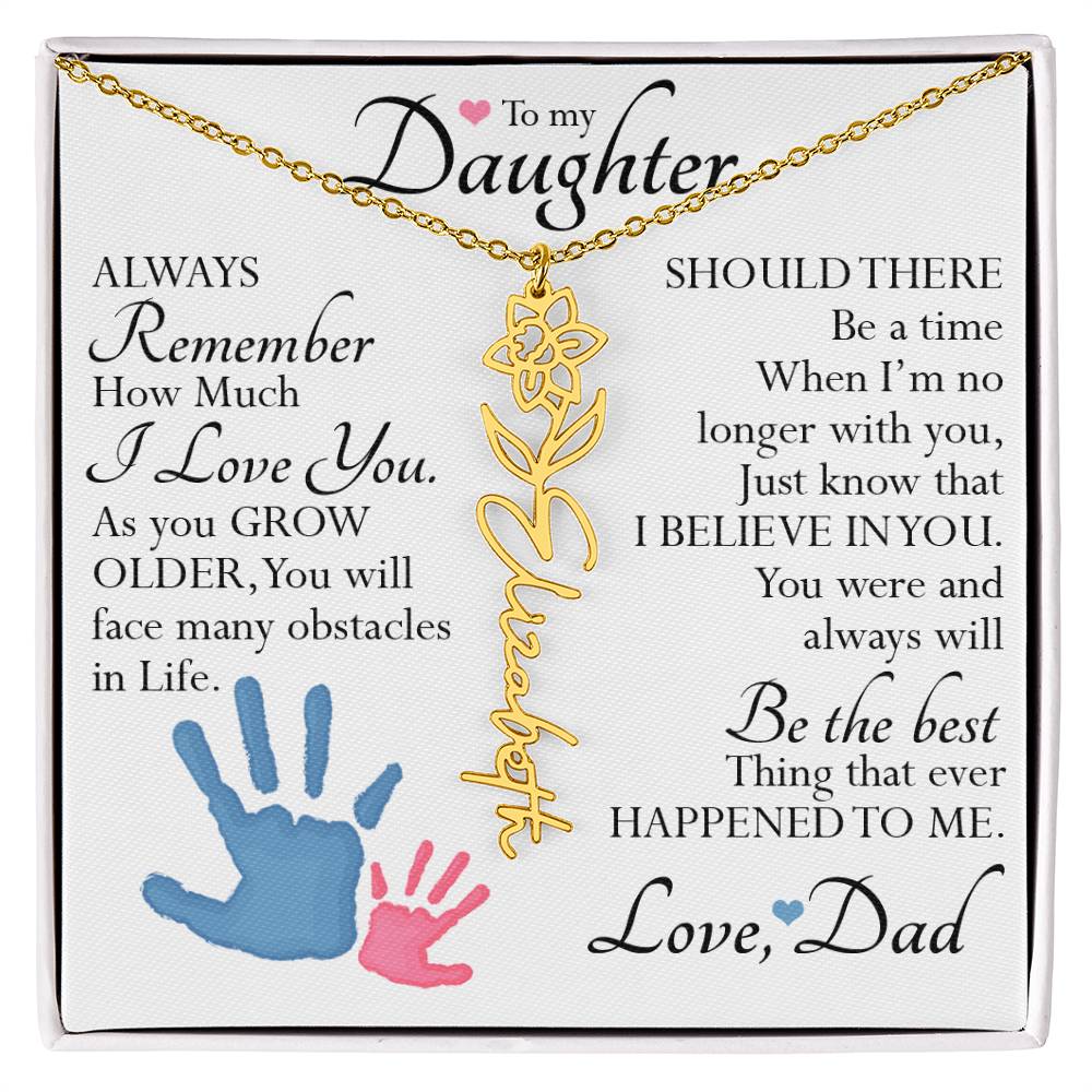To My Daughter, Name Flower Necklace