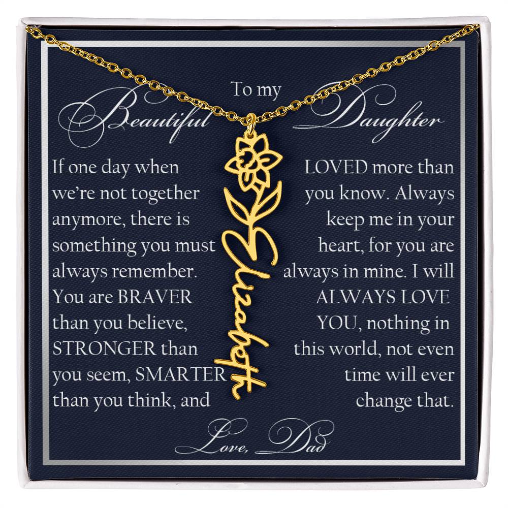 To My Beautiful Daughter, Name Flower Necklace
