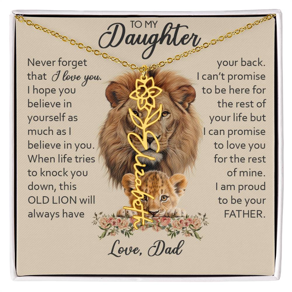 To My Daughter, Birth Flower Name Necklace