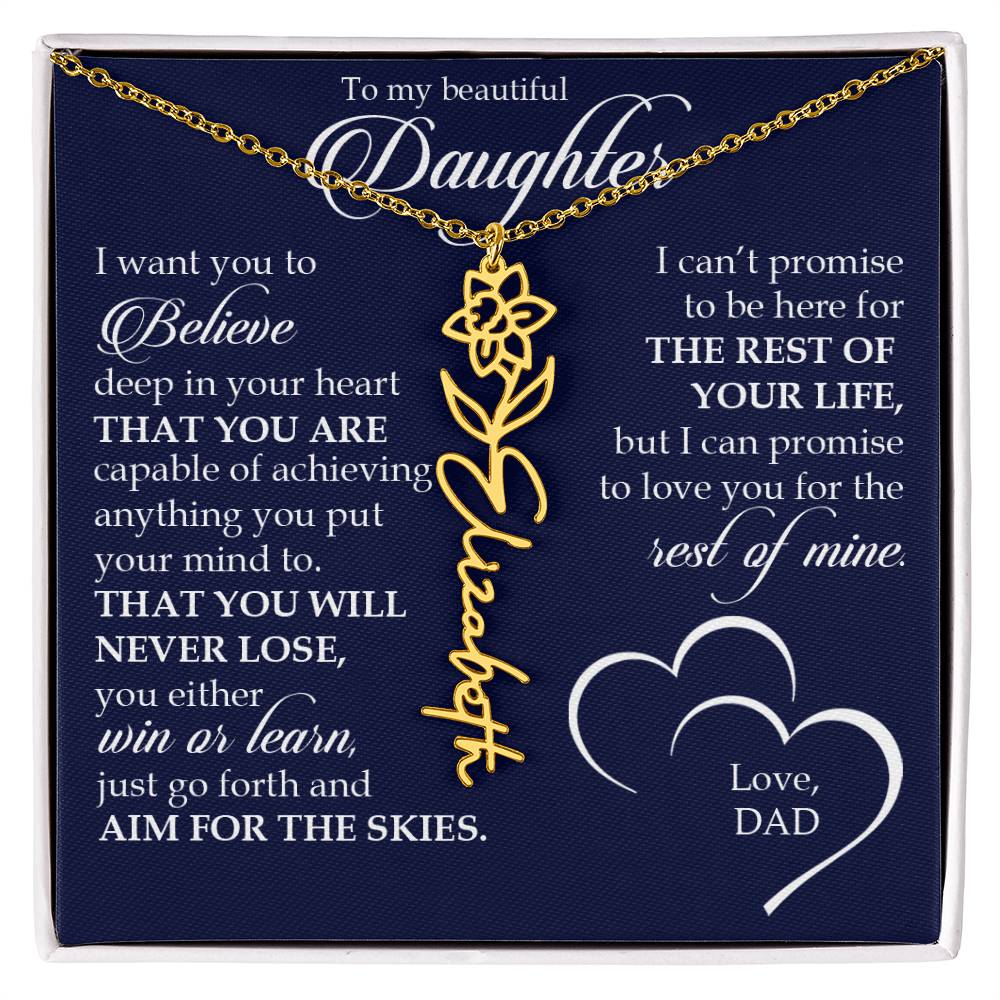 To My Beautiful Daughter, Name Flower Necklace