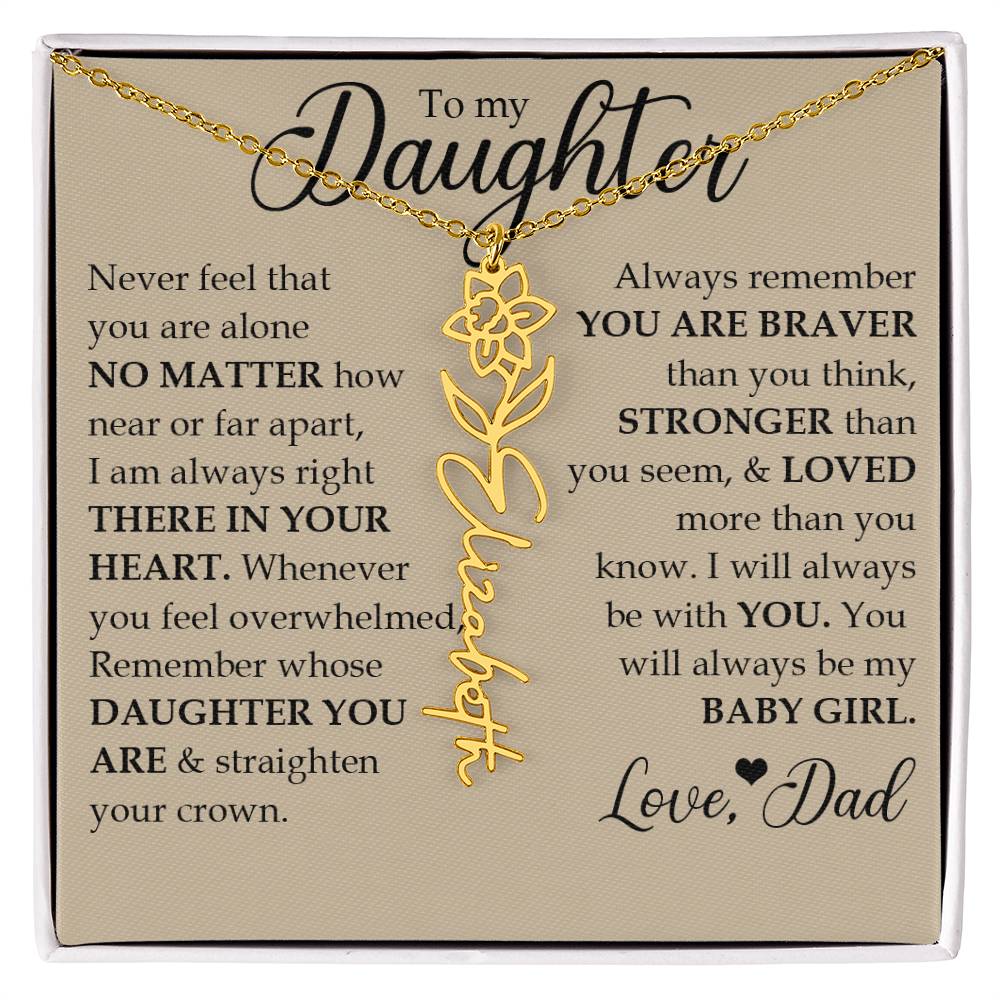 To My Daughter, Name Flower Necklace