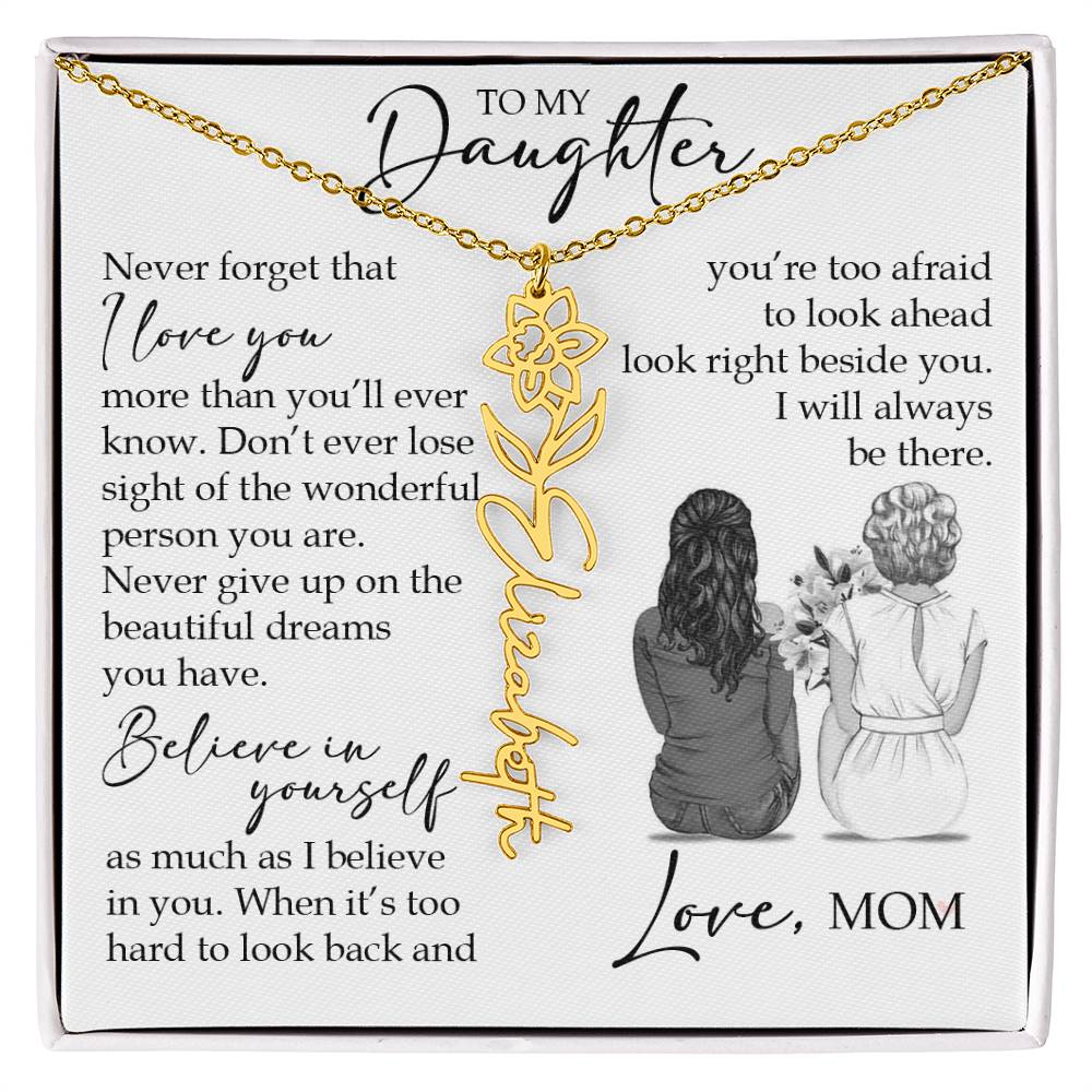 To My Daughter, Birth Flower Name Necklace