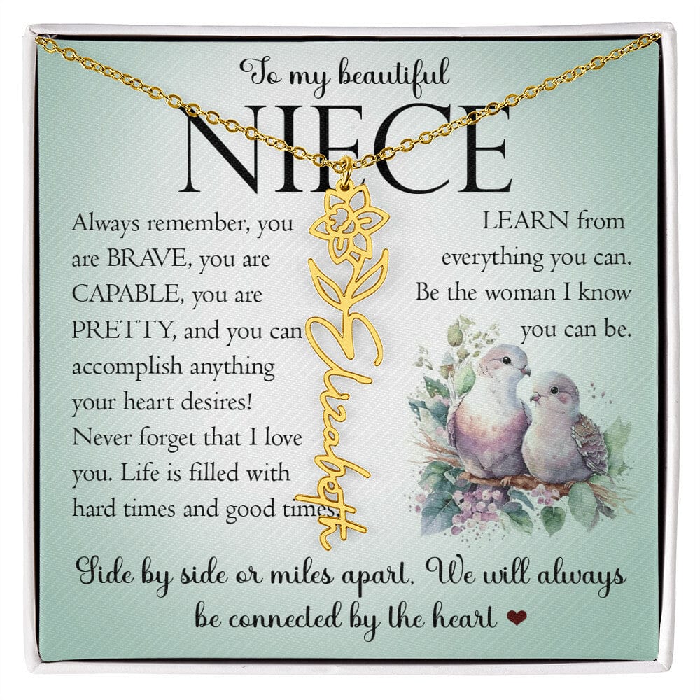 Niece Gift, Name Flower Necklace