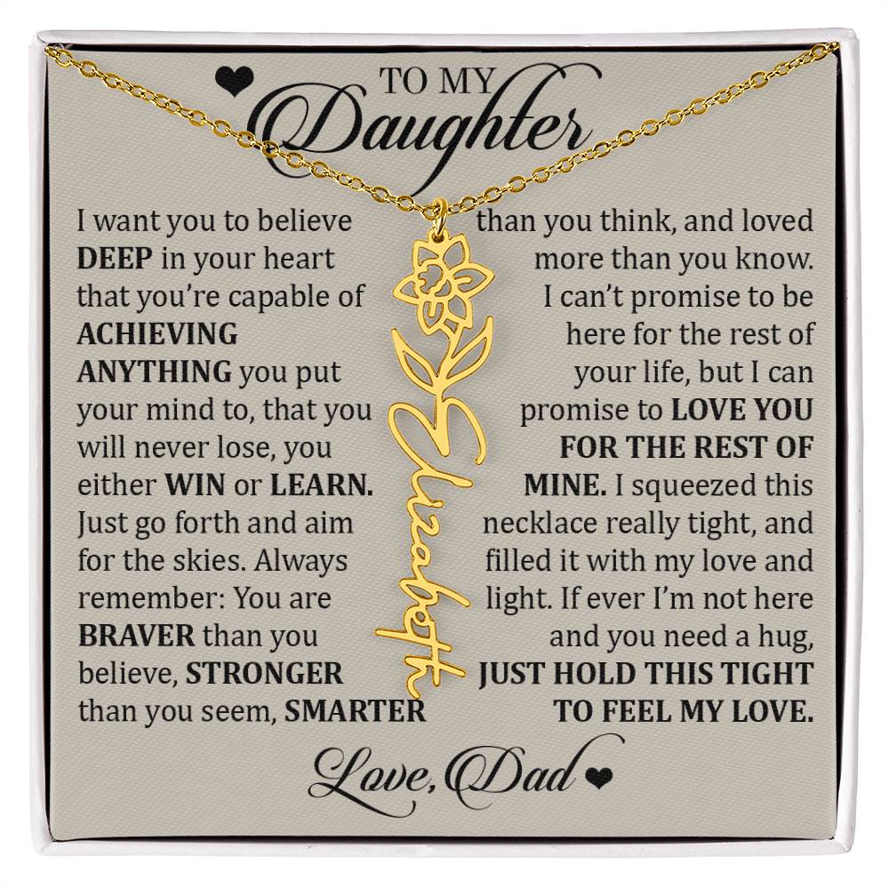 To My Granddaughter, Name Flower Necklace