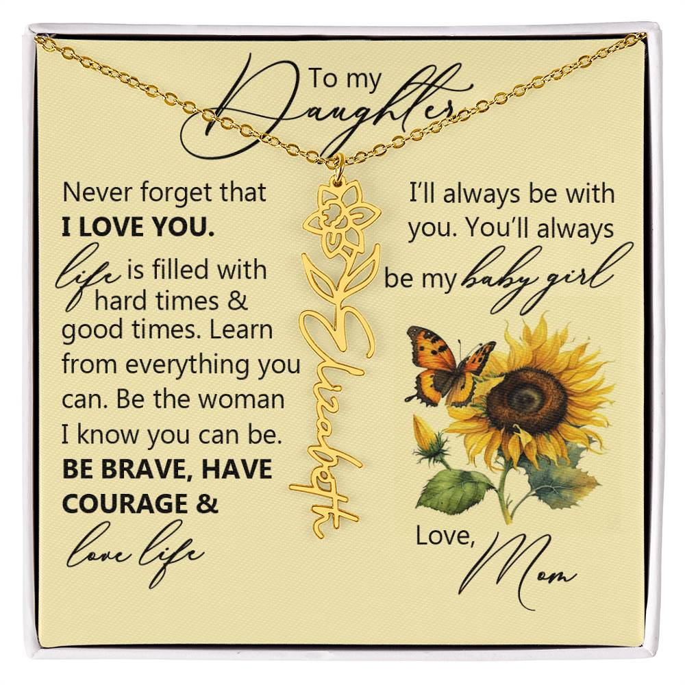 To My Daughter, Name Flower Necklace