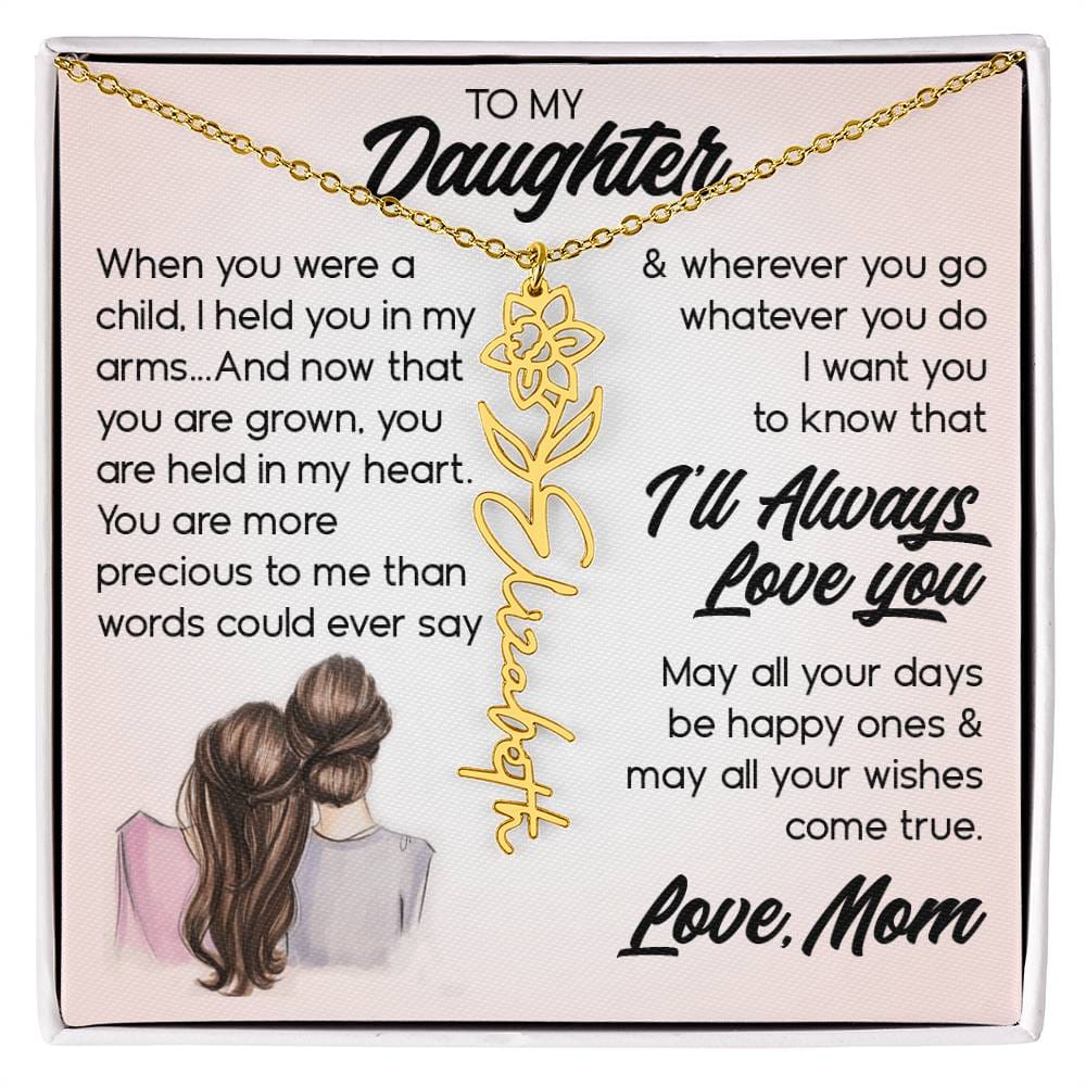 To My Daughter, Name Flower Necklace