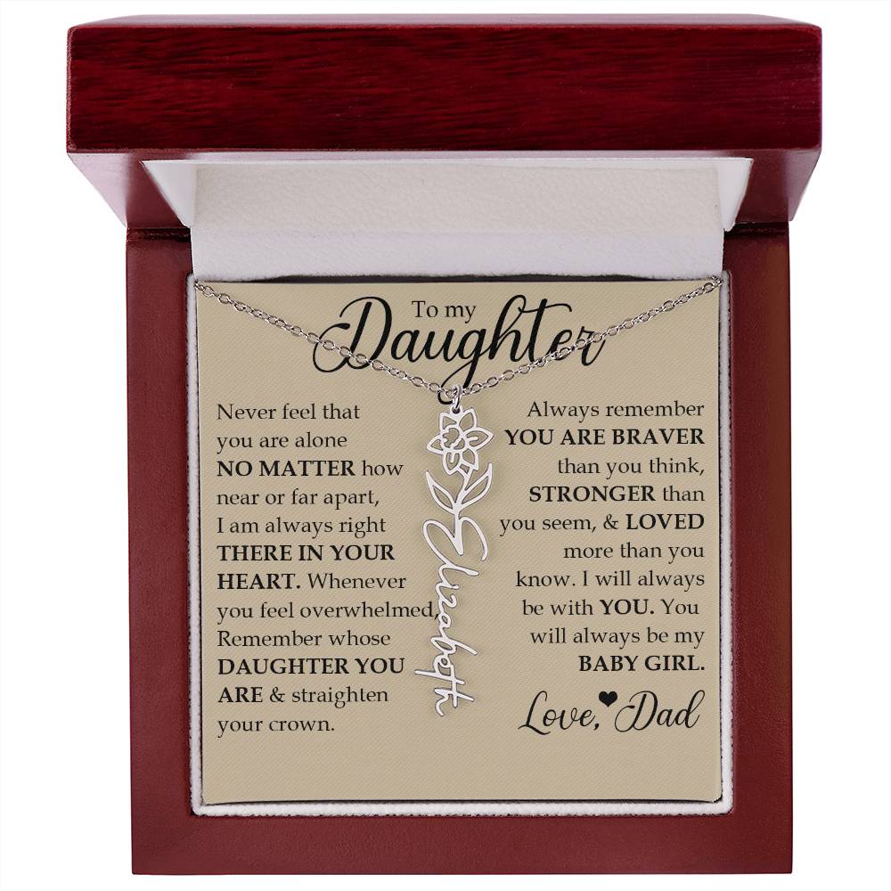 To My Daughter, Name Flower Necklace