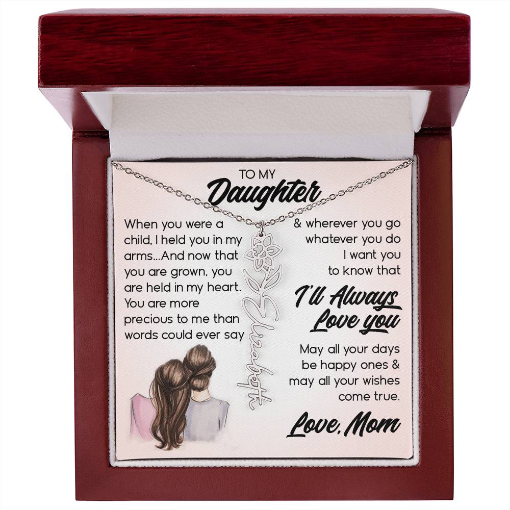 To My Daughter, Name Flower Necklace
