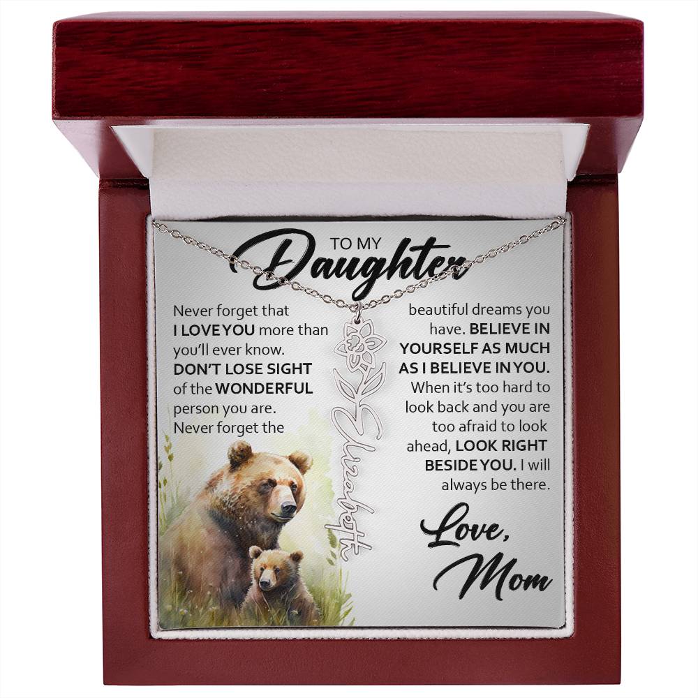 Custom Name Flower Necklace, Daughter Gift