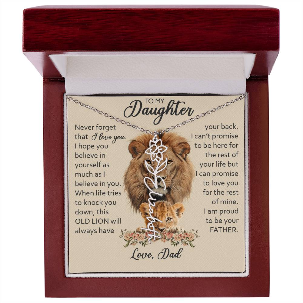 To My Daughter, Birth Flower Name Necklace