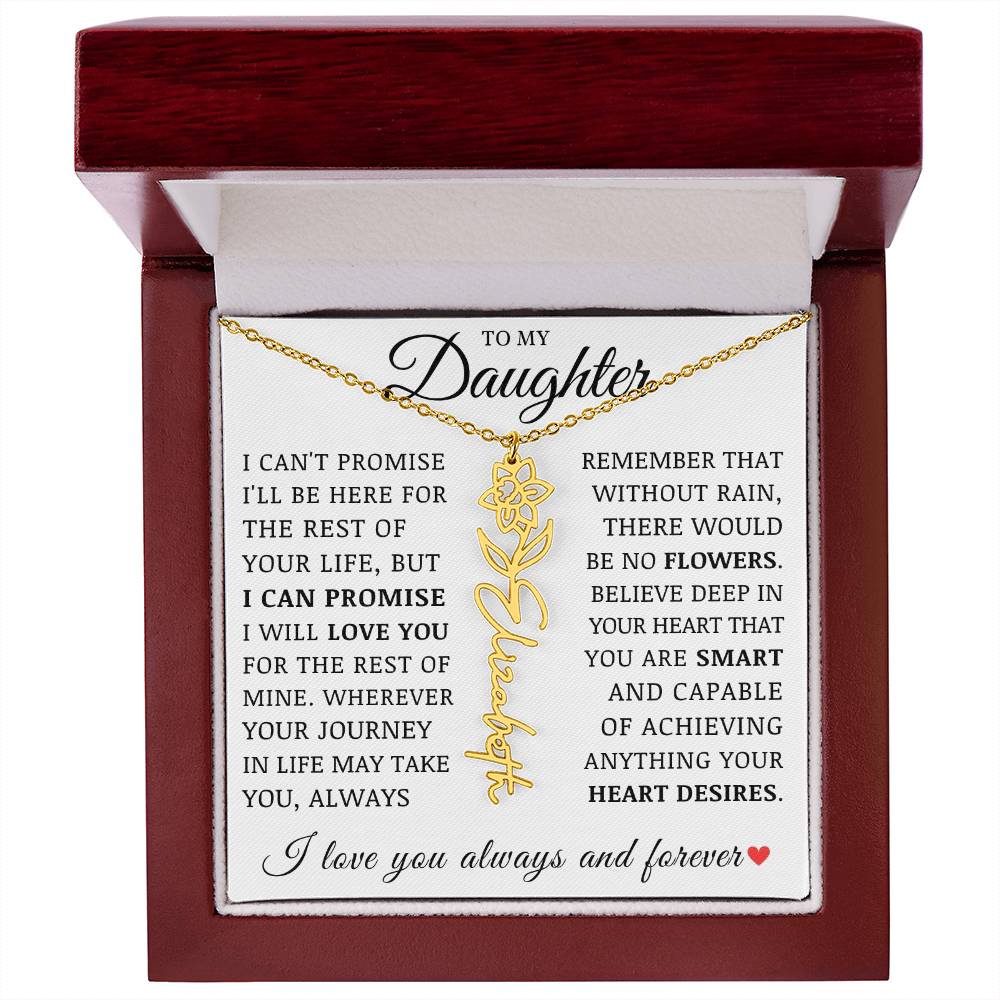 To My Daughter, Customized Name Necklace with Birth Flower, Birthday Christmas Graduation Gift for Her