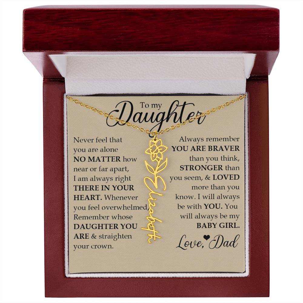 To My Daughter, Name Flower Necklace