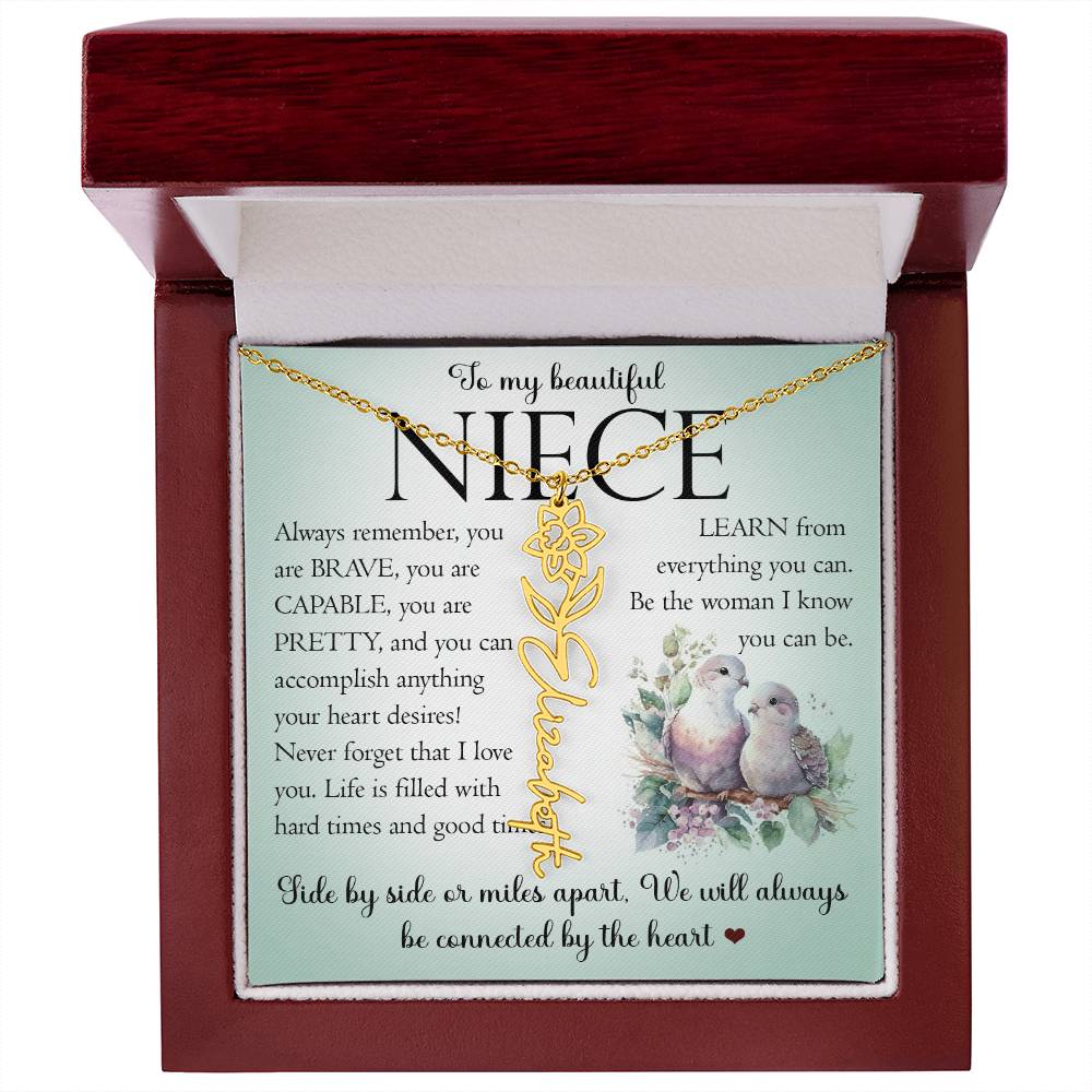 Niece Gift, Name Flower Necklace