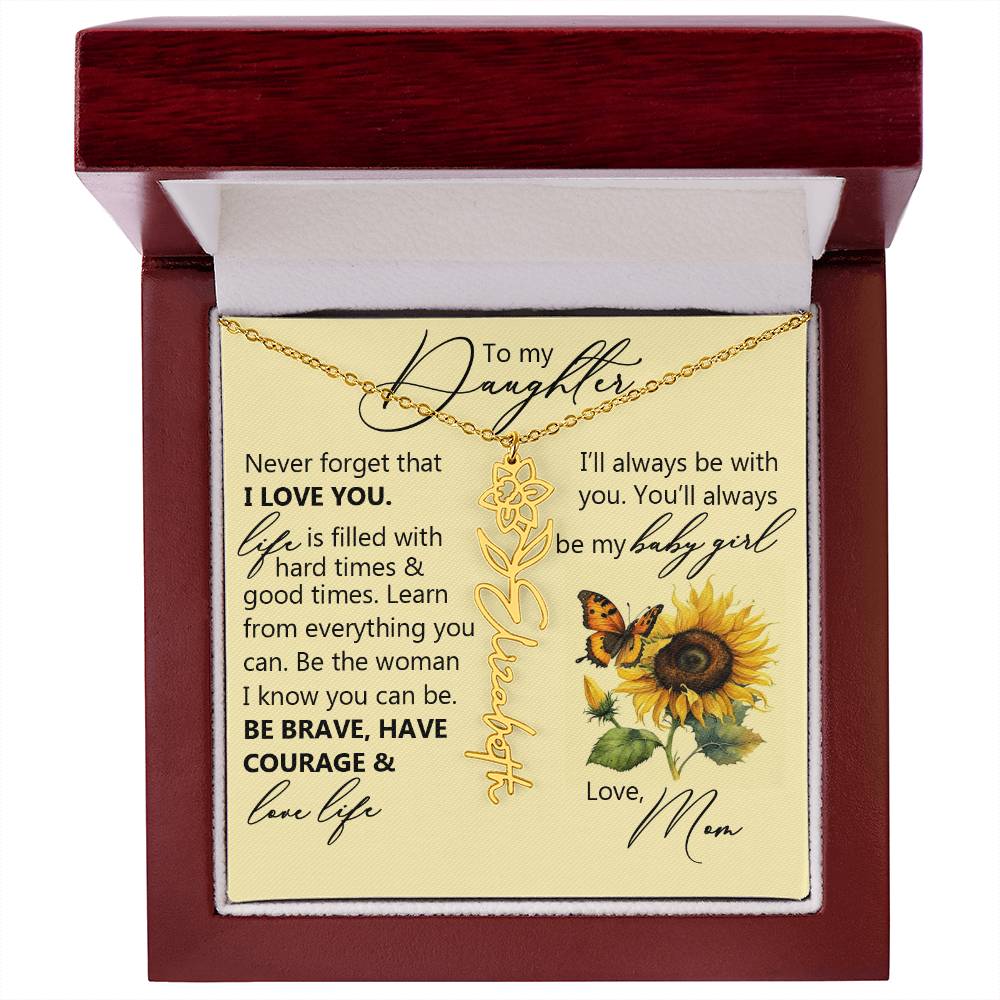 To My Daughter, Name Flower Necklace