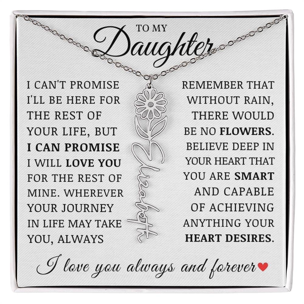 To My Daughter, Customized Name Necklace with Birth Flower, Birthday Christmas Graduation Gift for Her