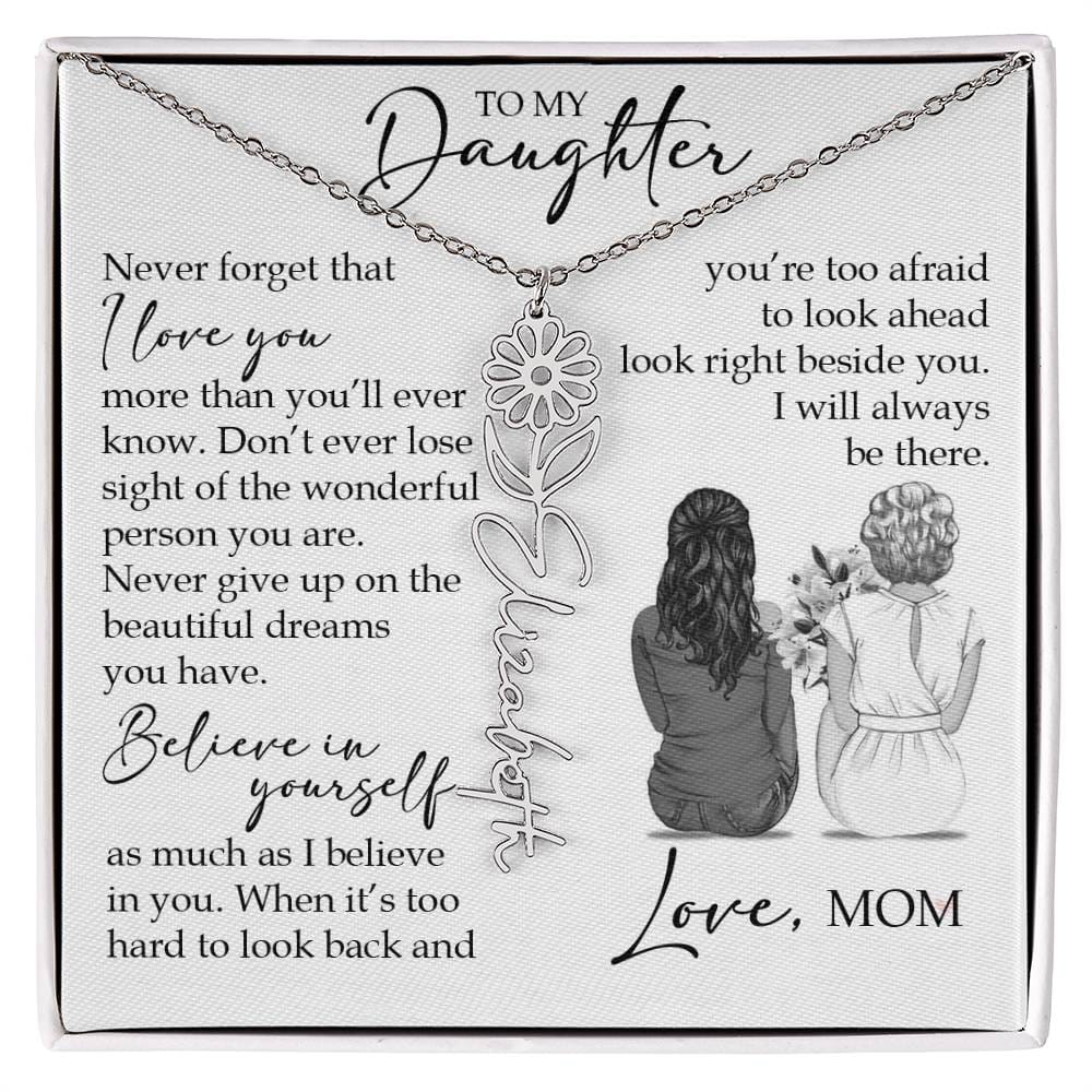 To My Daughter, Birth Flower Name Necklace