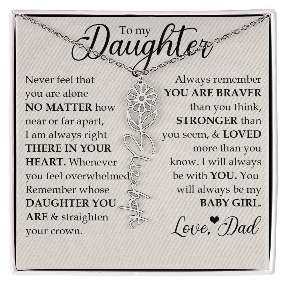 To My Daughter, Name Flower Necklace
