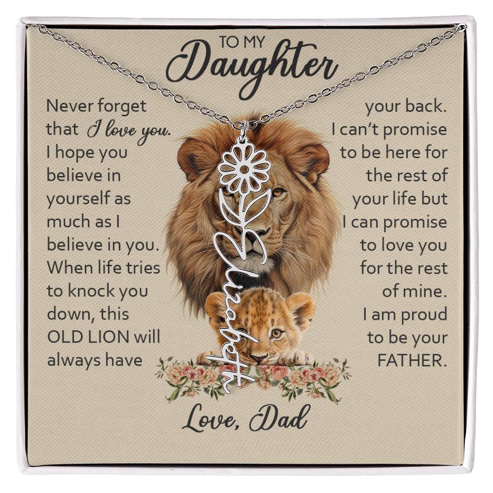 To My Daughter, Birth Flower Name Necklace