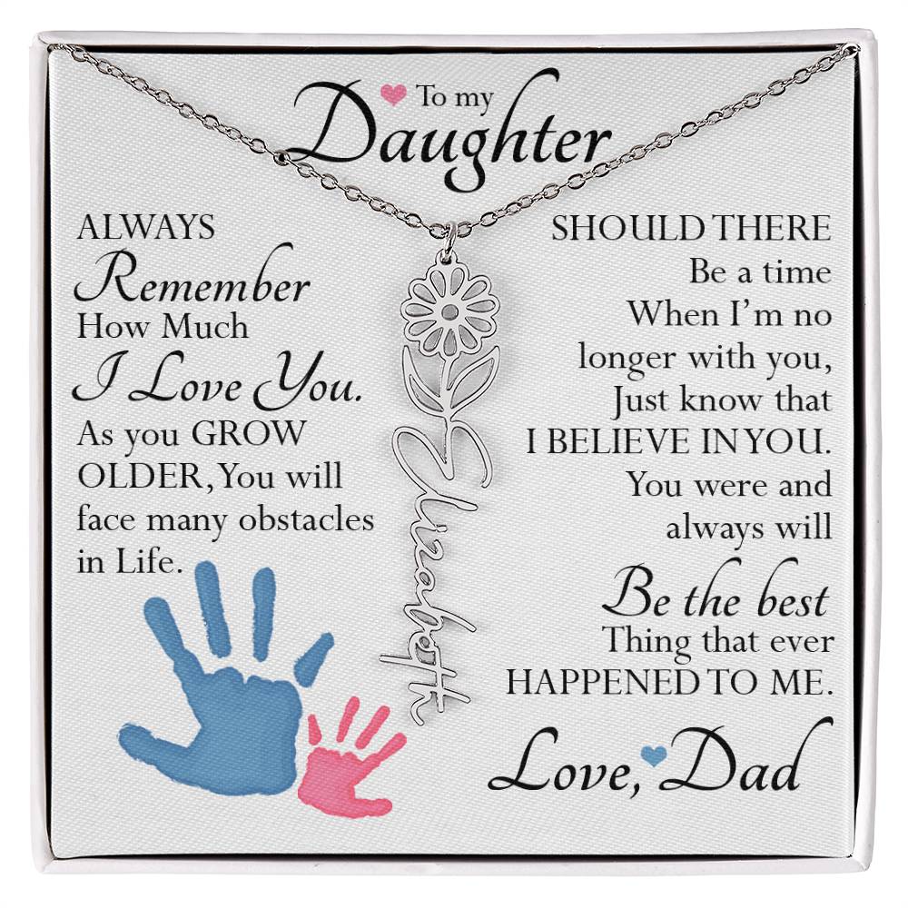 To My Daughter, Name Flower Necklace