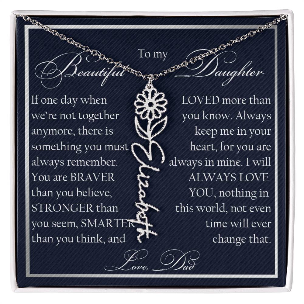 To My Beautiful Daughter, Name Flower Necklace