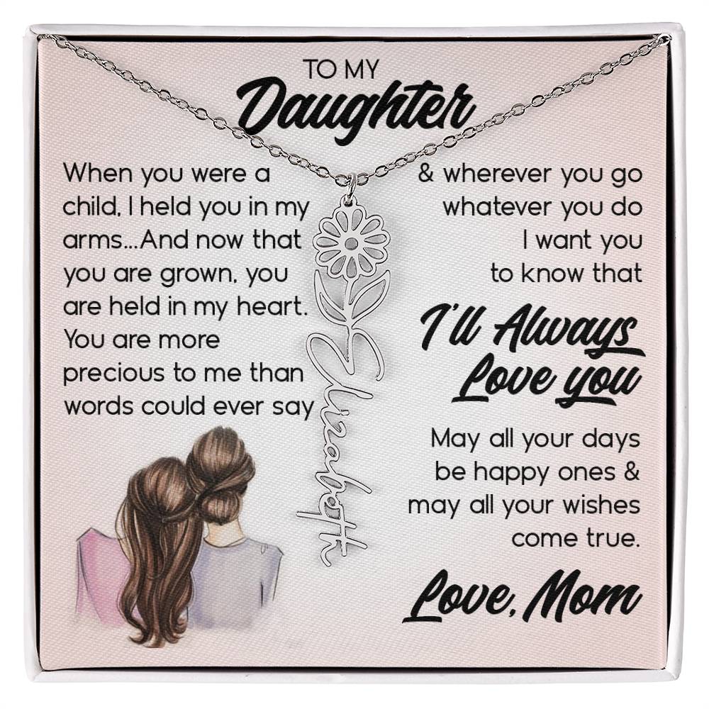 To My Daughter, Name Flower Necklace