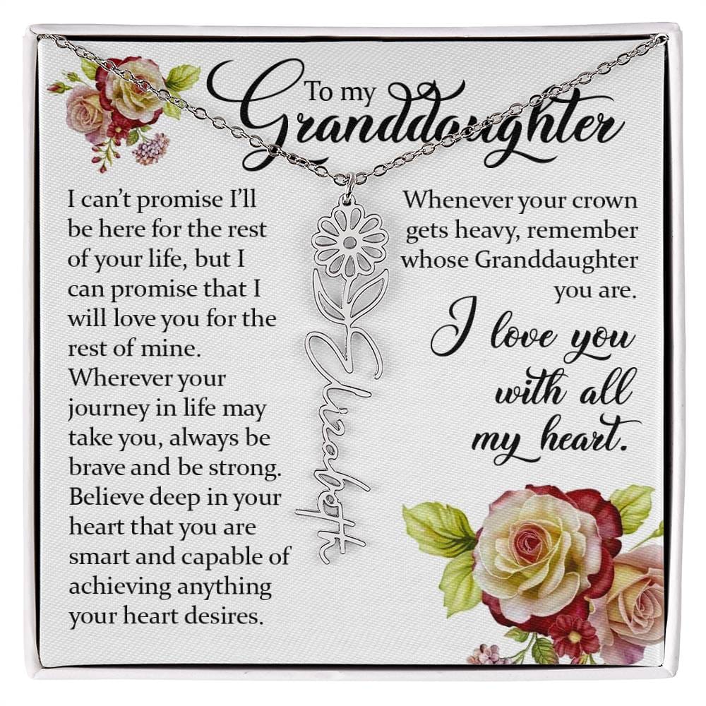 To My Granddaughter, Name Flower Necklace