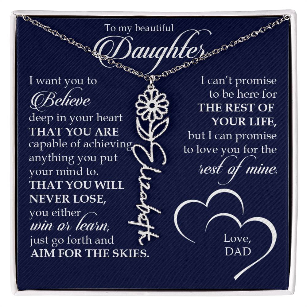 To My Beautiful Daughter, Name Flower Necklace