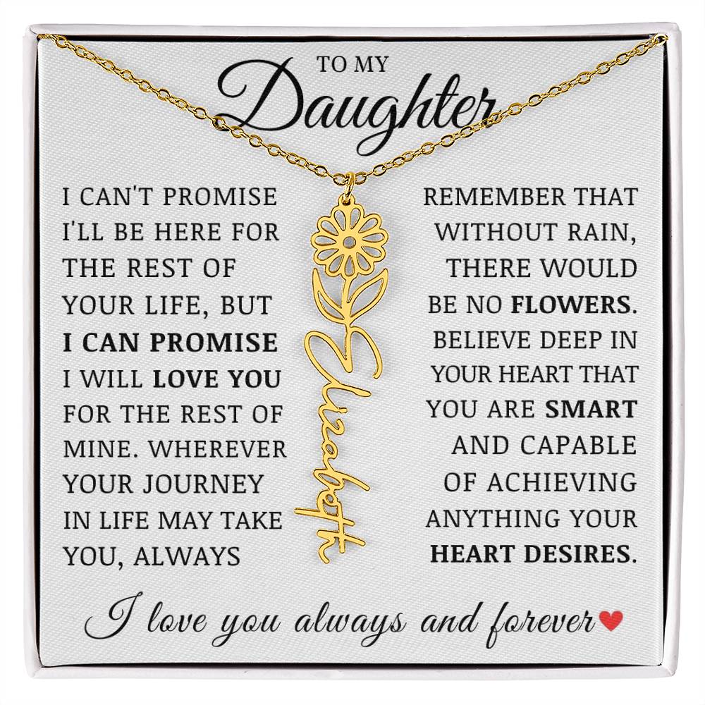 To My Daughter, Customized Name Necklace with Birth Flower, Birthday Christmas Graduation Gift for Her