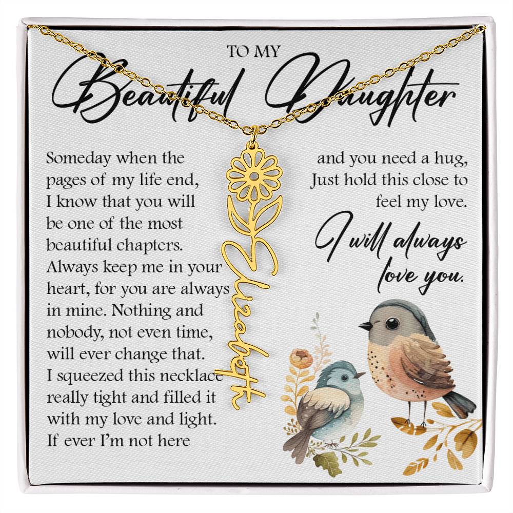 Custom Name Flower Necklace, Daughter Gift
