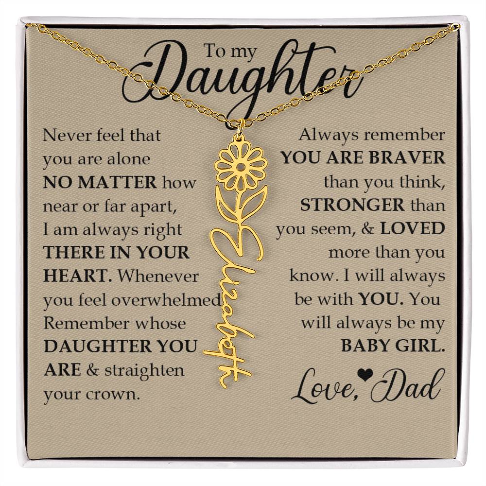 To My Daughter, Name Flower Necklace