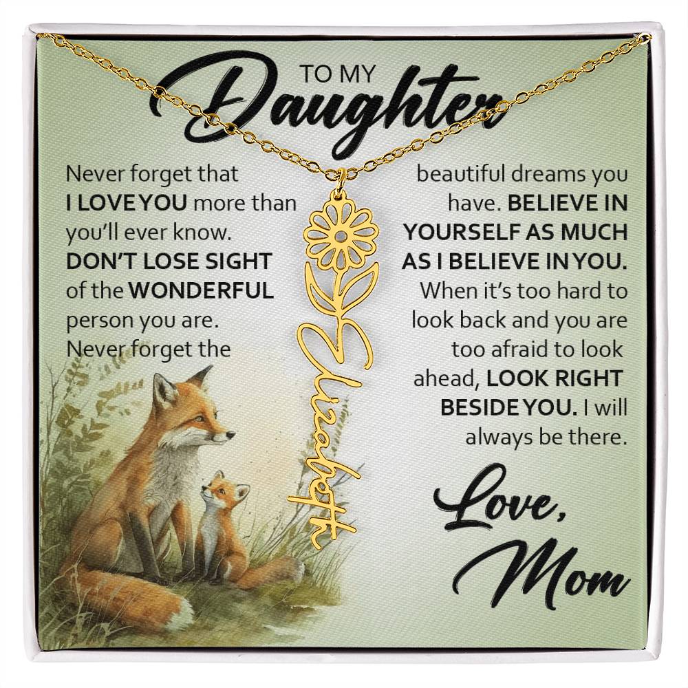 Custom Name Flower Necklace, Daughter Gift