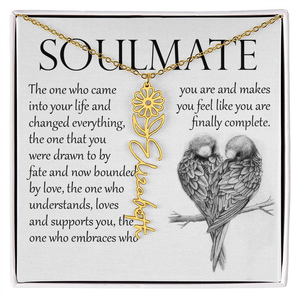 Soulmate Gift, Name Flower Necklace