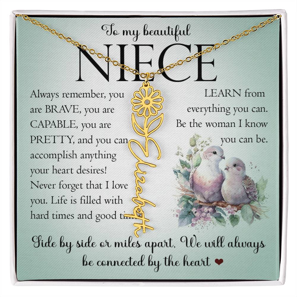 Niece Gift, Name Flower Necklace