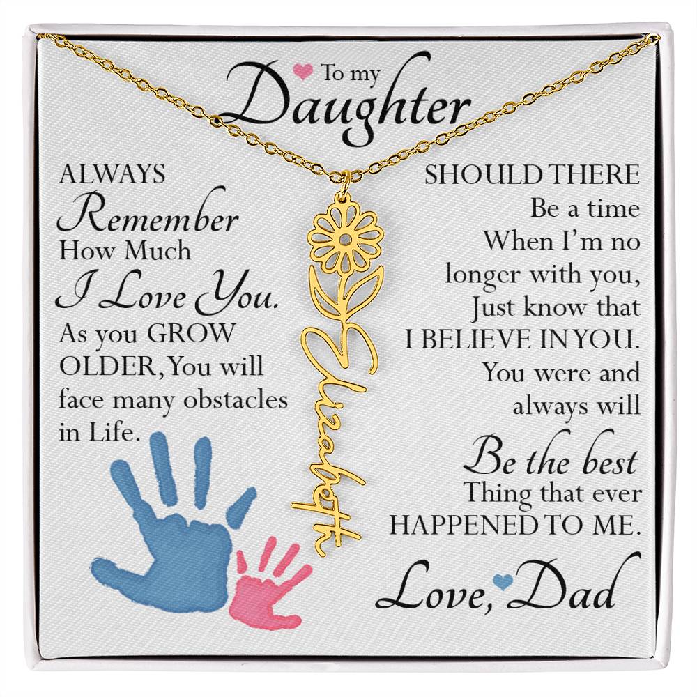 To My Daughter, Name Flower Necklace