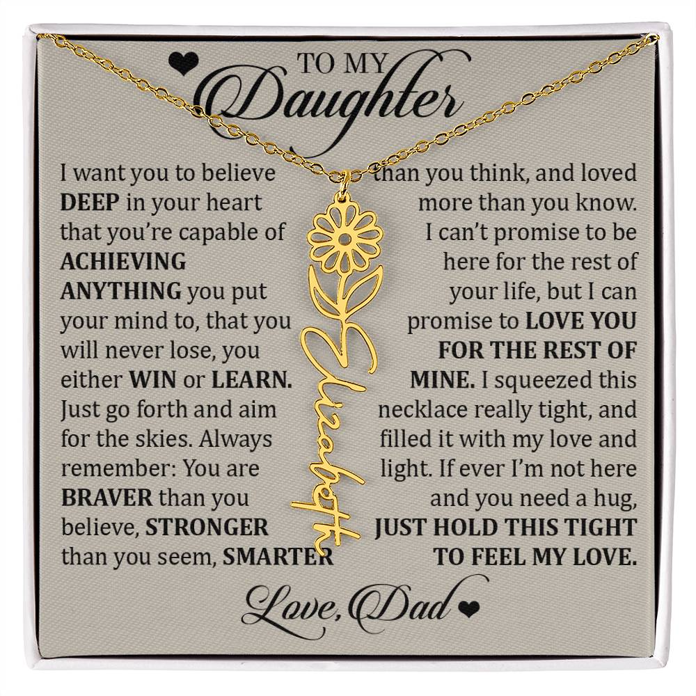 To My Granddaughter, Name Flower Necklace