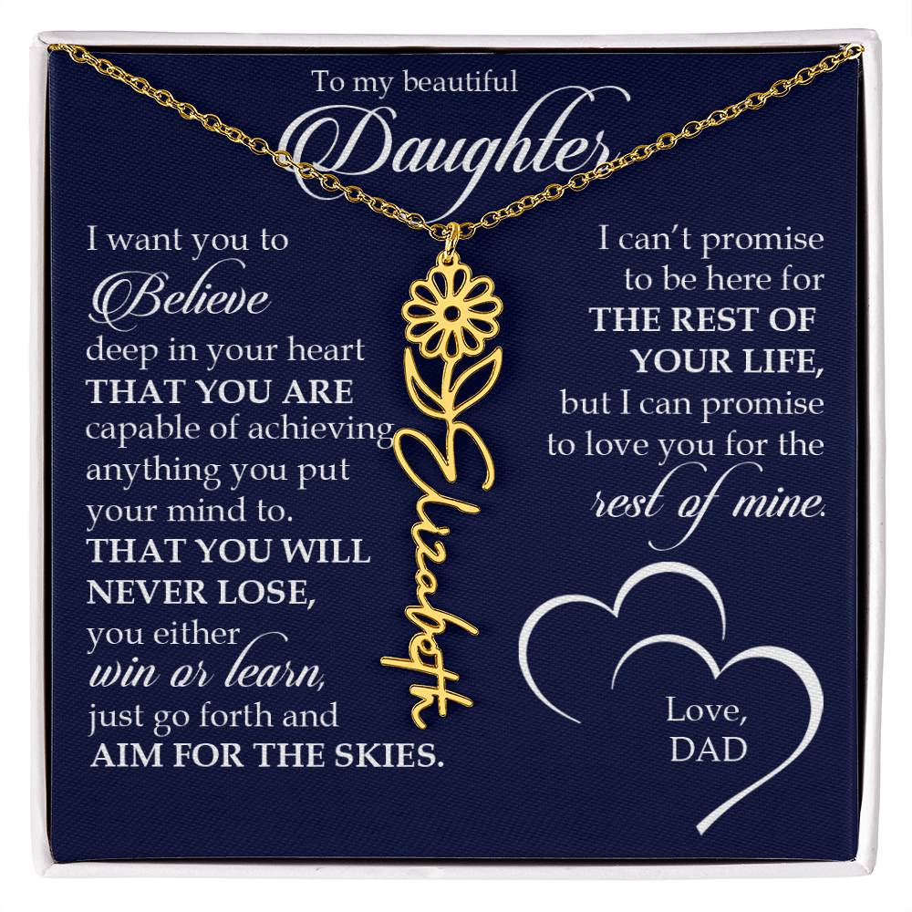 To My Beautiful Daughter, Name Flower Necklace