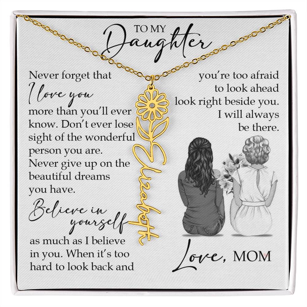 To My Daughter, Birth Flower Name Necklace