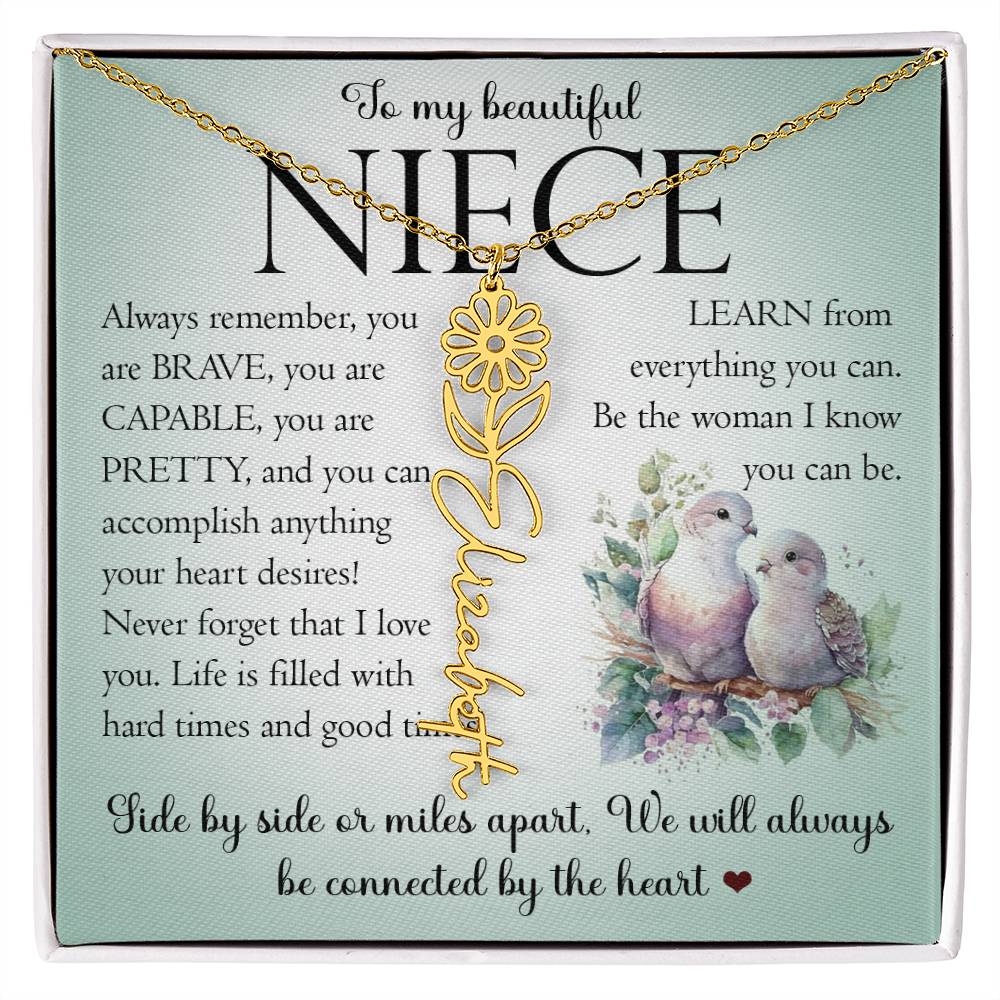 Aunt and Niece Gift, Name Flower Necklace
