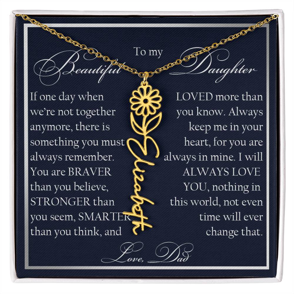 To My Beautiful Daughter, Name Flower Necklace