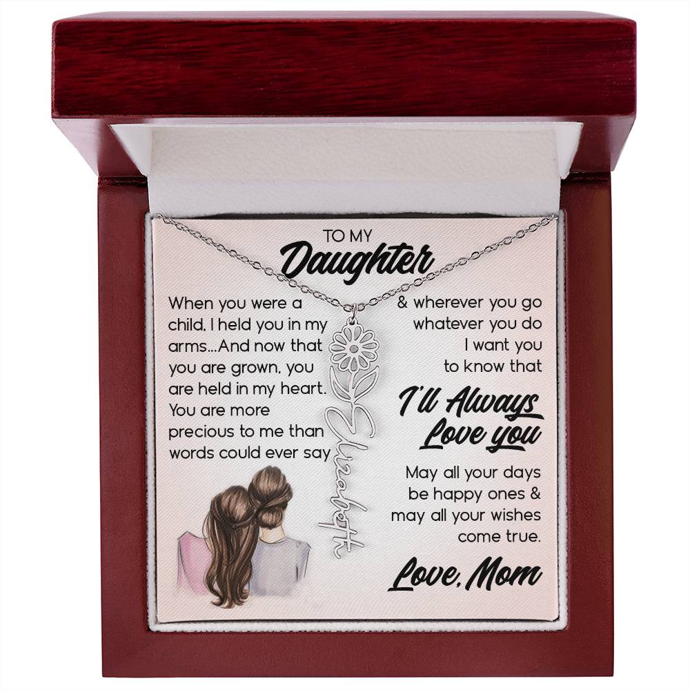 To My Daughter, Name Flower Necklace