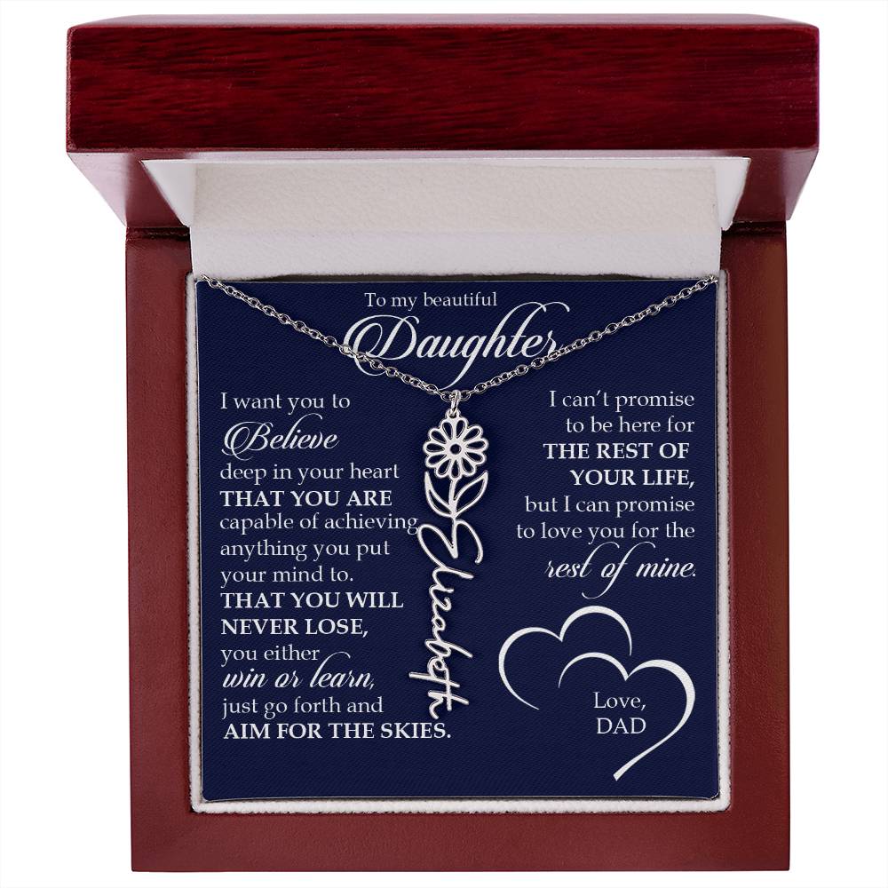 To My Beautiful Daughter, Name Flower Necklace