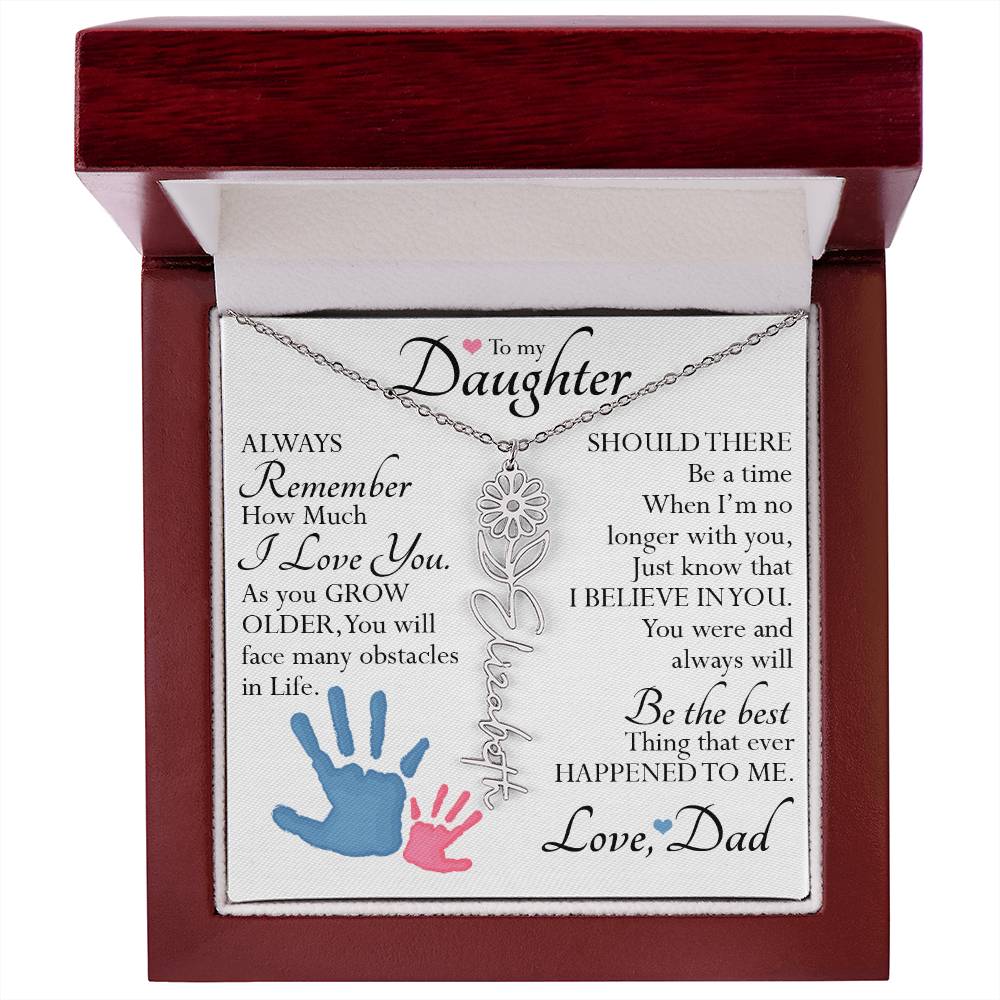 To My Daughter, Name Flower Necklace