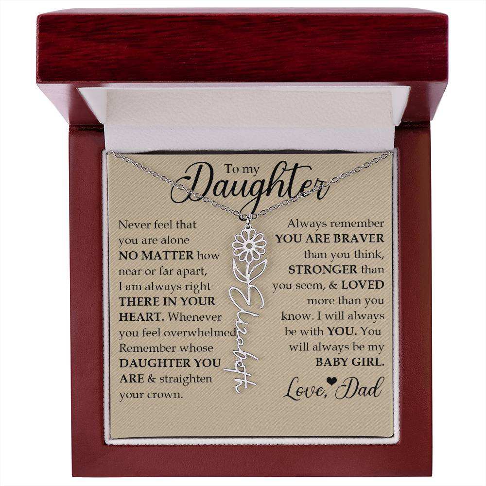 To My Daughter, Name Flower Necklace